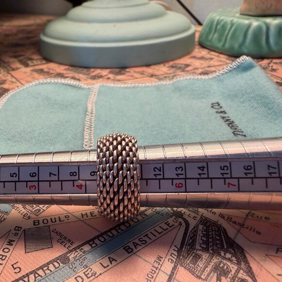 Tiffany Somerset sterling mesh ring - size 4.75/5 - Picture 2 of 3